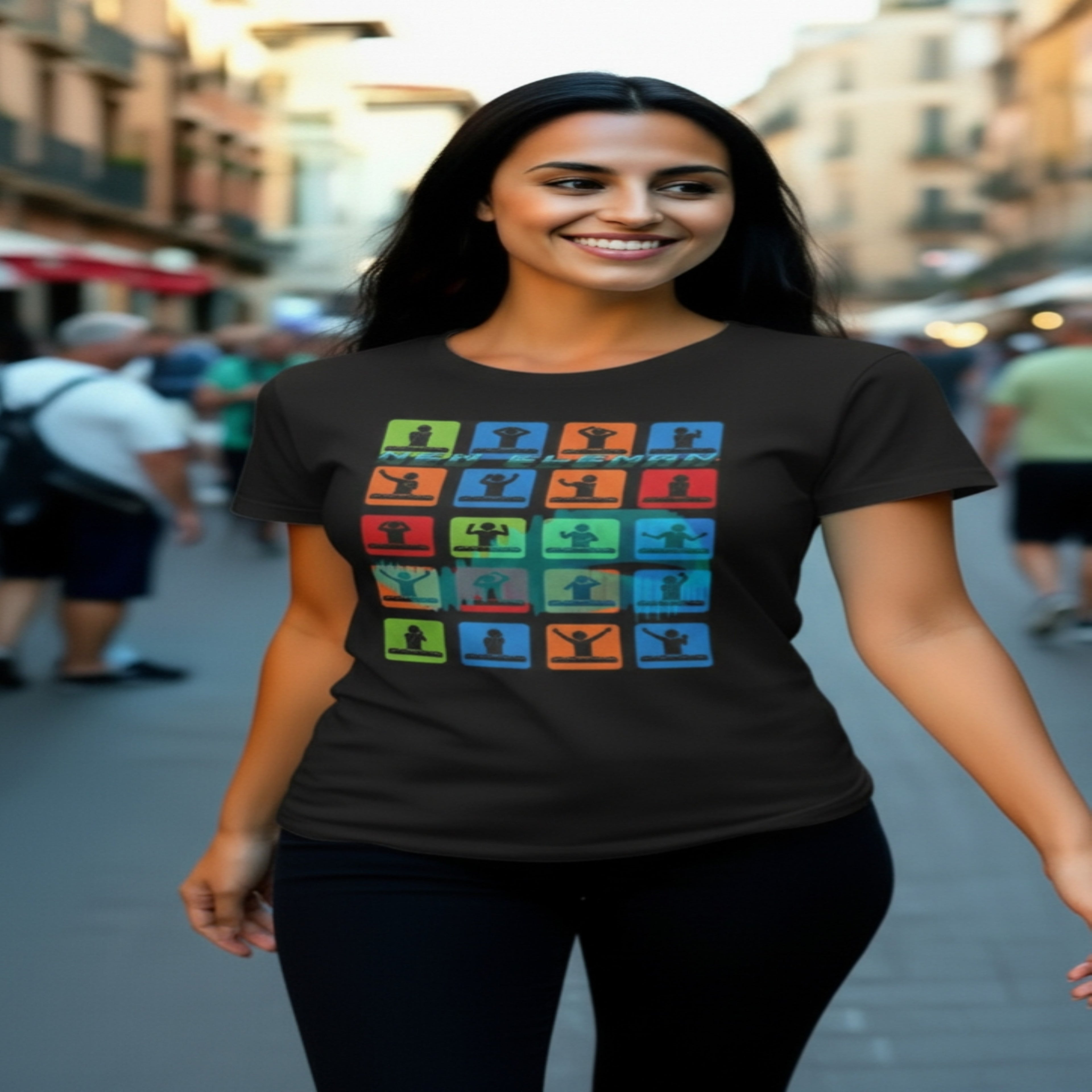 Colorful Art New Eleman Unisex Cotton Crew Music, Casual Wear, Gift for Him/Her, Everyday Style, Summer Fashion, Unique Outfits