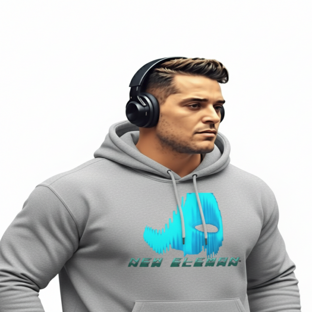 Futuristic Graphic NewEleman Hoodie, Cozy Unisex Sweatshirt for Sci-Fi Lovers, Cool Gift, Unique Design, Chill Vibes, Comfortable Style